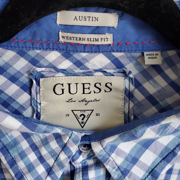 GUESS Los Angeles Western Slim Fit Button Down Mens XL - Picture 3 of 7